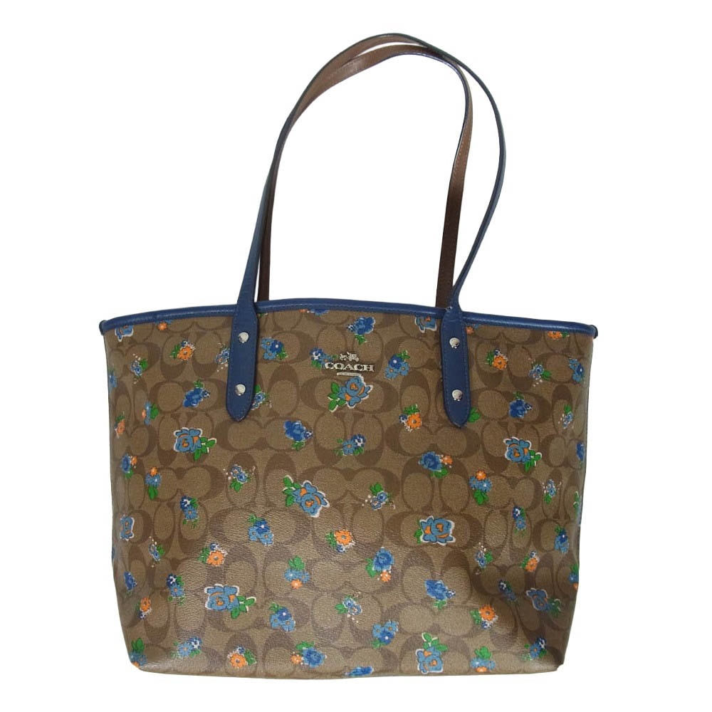 COACH コーチ F57888 シグネチャー フローラルプリント シティー ジップ トートバッグ ライトブラウン系【中古】