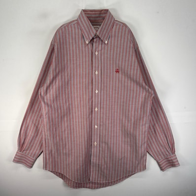 古着 ブルックスブラザーズ Brooks Brothers 長袖シャツ ワンポイント ボタンダウン S ピンク系 ストライプ メンズ