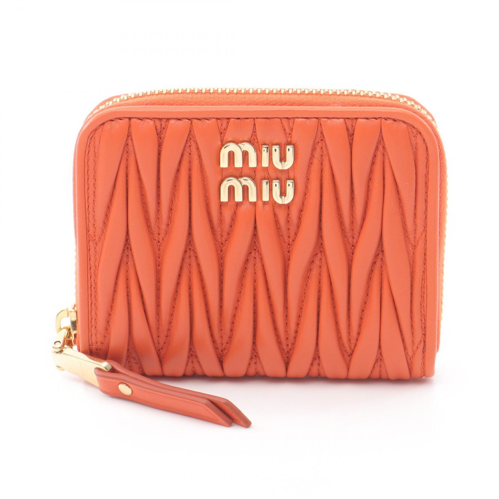 ミュウ ミュウ Miu Miu MATELASSE'MIU マテラッセ コインケース 財布 レザー レディース オレンジ系 5MM268AFPPF0049 【新品】