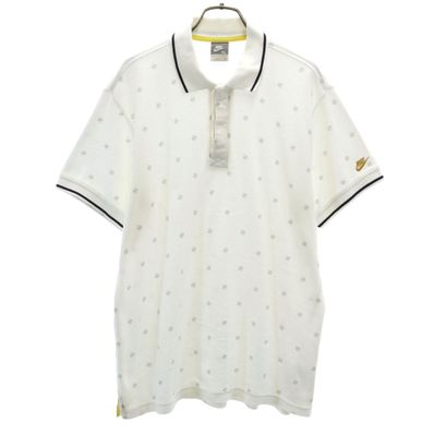 NIKE ナイキ 総柄 半袖 ポロシャツ XL ホワイト 比翼