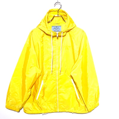 PRADA Women's Lightweight Re-Nylon Rain Jacket "Citron Yellow"