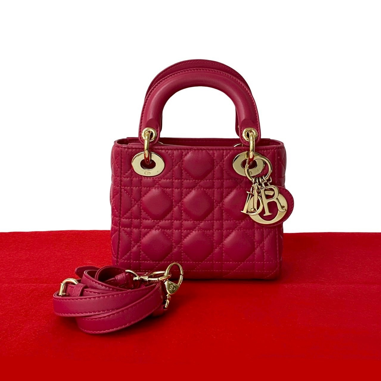 Christian Dior ディオール レディディオール カナージュ ステッチ レザー ショルダーバッグ ピンク
30510