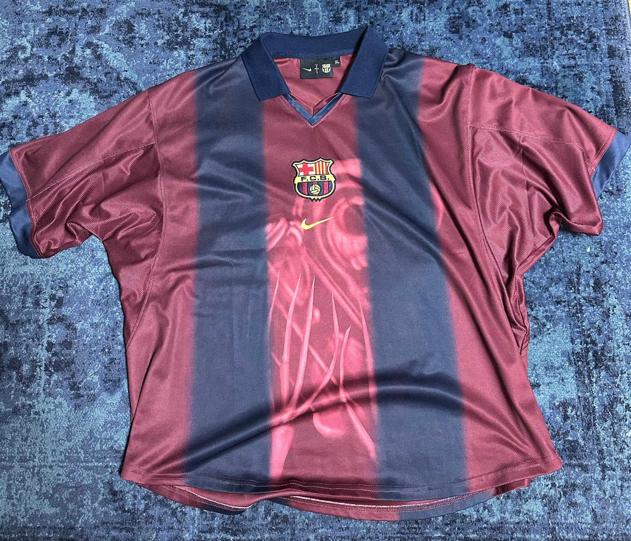 Travis Scott Cactus Jack x Nike x FC Barcelona Retro 2000/01 Home Skeleton Jersey "Burgundy"
