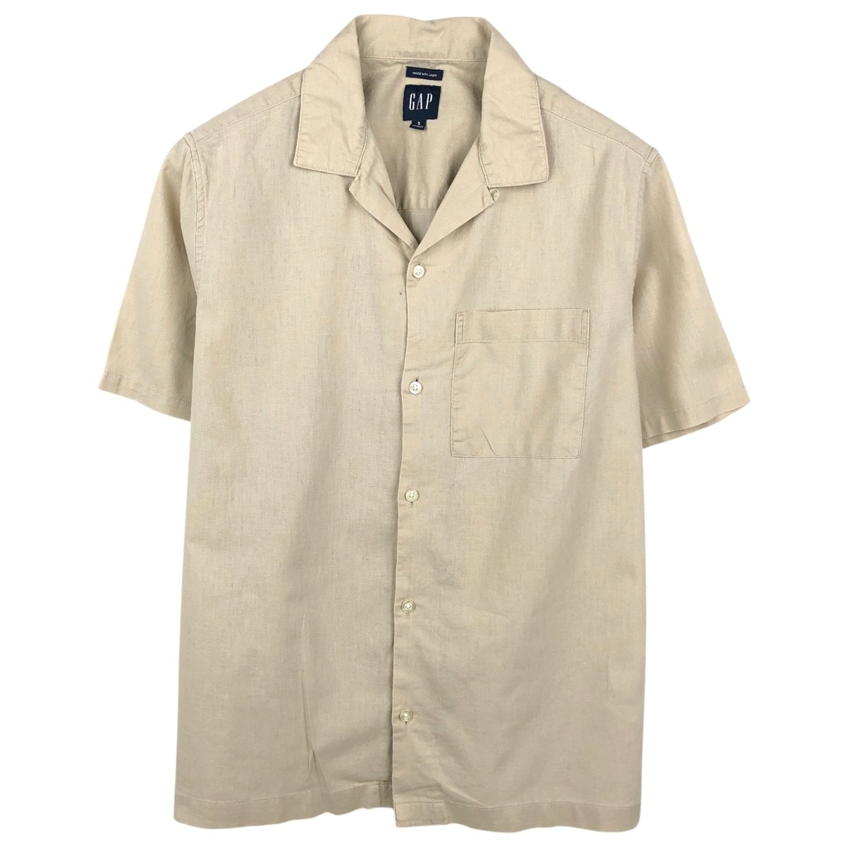 古着 90年代 ギャップ GAP オールドギャップ 半袖 オープンカラー コットン×リネンシャツ ボックスシャツ メンズS相当 ヴィンテージ/eaa663823