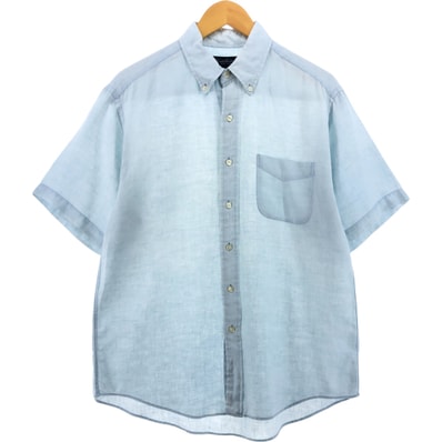 古着 ブルックスブラザーズ Brooks Brothers IRISH LINEN 半袖 リネン ボタンダウンシャツ メンズM相当/eaa560100