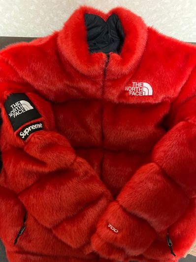 Supreme x The North Face Faux Fur Nuptse Jacket "Red"
