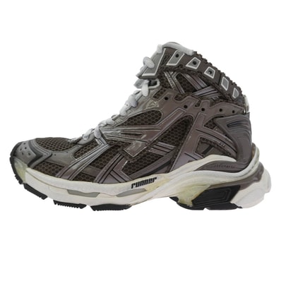 BALENCIAGA バレンシアガ スニーカー 695764W3RH3 Runner high-top sneakers ランナー ハイトップ スニーカー チャコール系 27cm【極上美品】【中古】