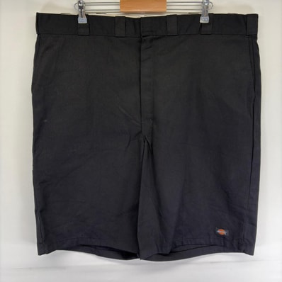 古着 ディッキーズ Dickies パンツ ワーク チノ ハーフ ショート ジッパーフライ ワンポイントロゴ w46 ブラック系 メンズ
