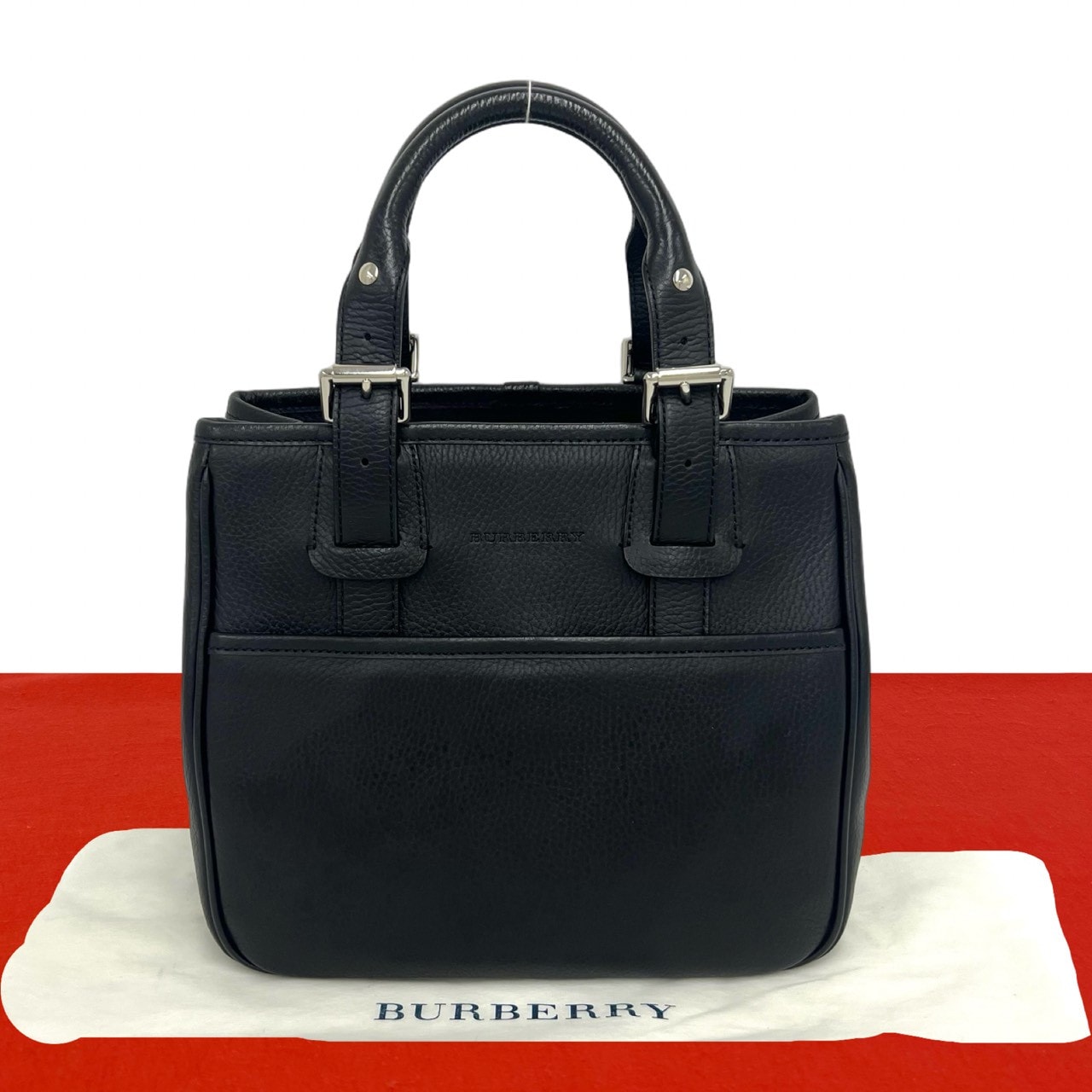 BURBERRY バーバリー ノバチェック 柄 ロゴ 刻印 レザー ハンドバッグ ブラック
 33981