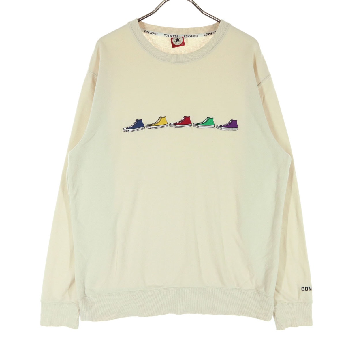 CONVERSE ALL STAR コンバースオールスター 刺繍 長袖 トレーナー L ベージュ