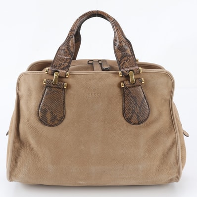 ■美品 グッチ323657 トート バッグ パイソン レザー