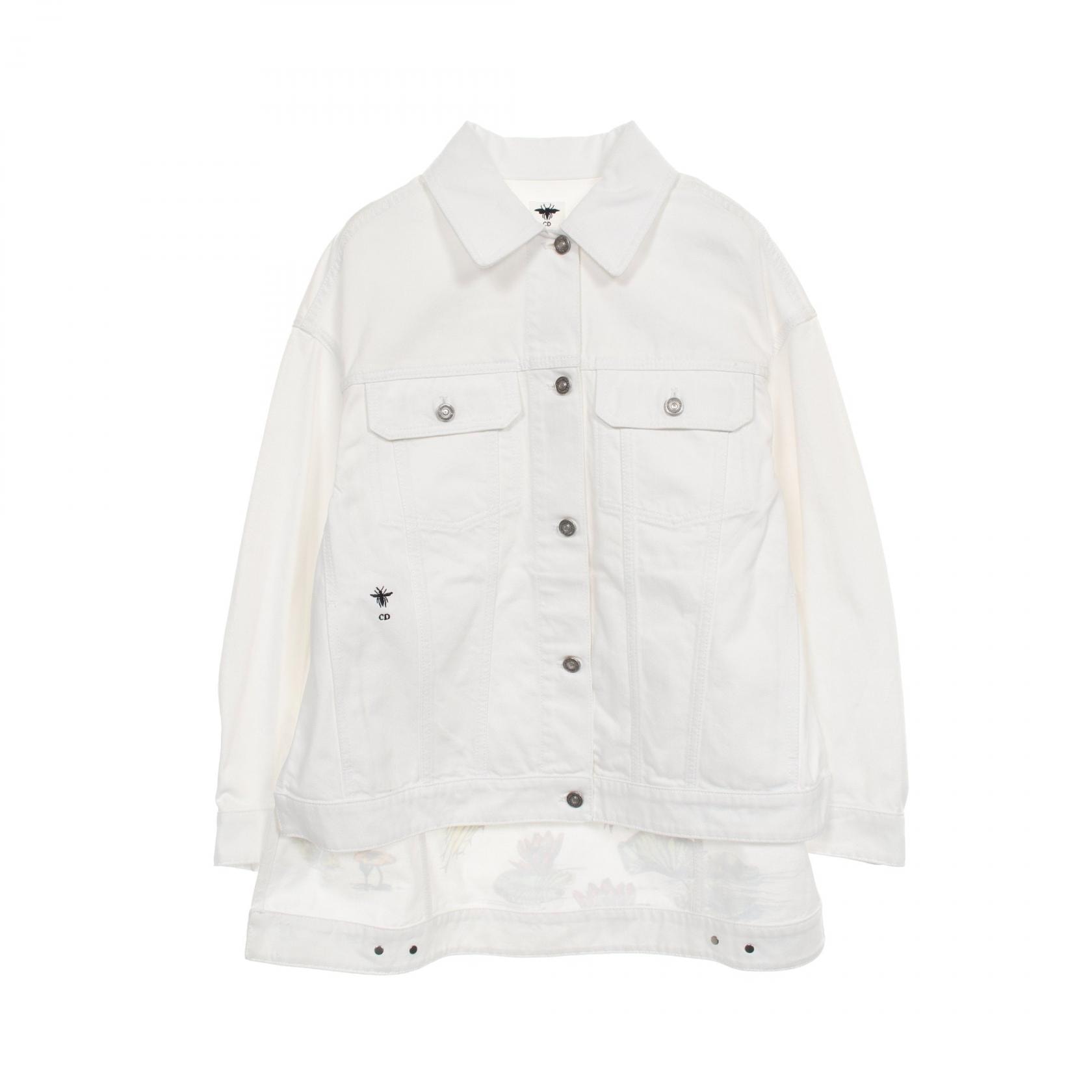ディオール Dior BEE刺繍 バックプリント デニムジャケット 衣料品 アウター コットン レディース ホワイト系 / マルチカラー 342V21A3094 【中古】
