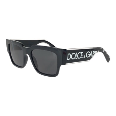 新品未使用 DOLCE&GABBANA ドルチェアンドガッバーナ DGエラスティック サイズ 52□18 ブラック 黒 シルバー金具 プラスチック サングラス 男女兼用 スクエア 604184 【中古】