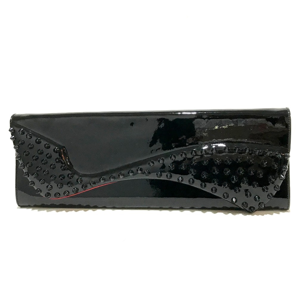 クリスチャンルブタン Christian Louboutin ピガール エナメル 3120524 スパイクスタッズ カバン パーティーバッグ クラッチバッグ パテントレザー ブラック 新品同様
