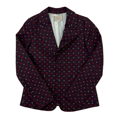 GUCCI グッチ GG フラワー 柄 ウール コットン キュプラ テーラードジャケット ブラウン
62777