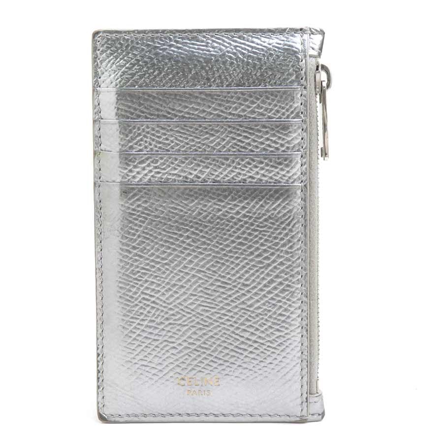 セリーヌ CELINE コインケース レザー シルバー ユニセックス【中古】 h32614i