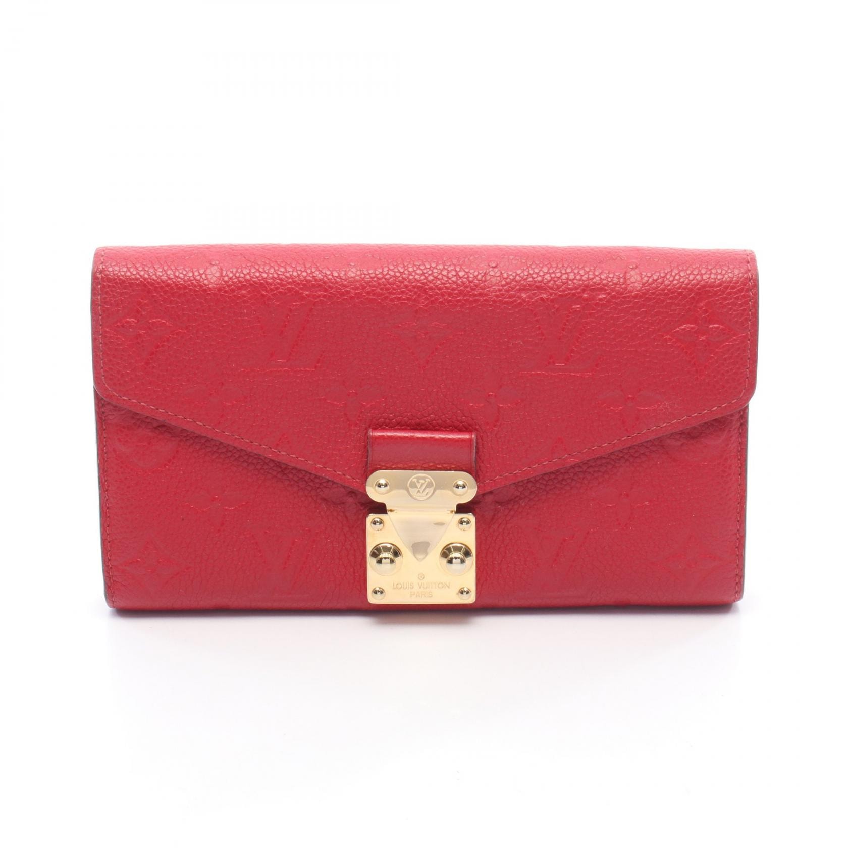 ルイ・ヴィトン LOUIS VUITTON ポルトフォイユメティス 二つ折り長財布 財布 レザー モノグラム・アンプラント スカーレット レディース レッド系 M63728 【中古】