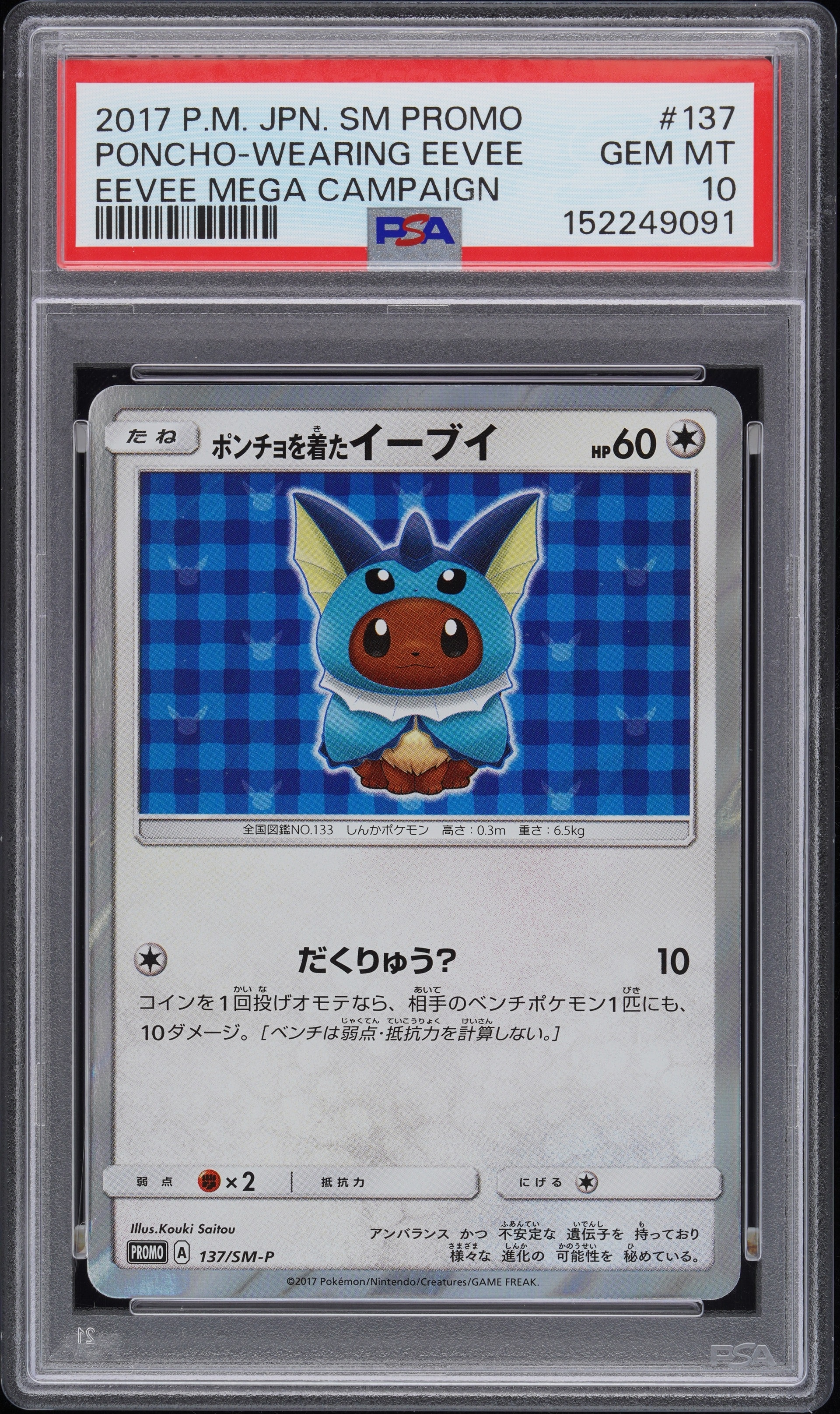 ポンチョを着たイーブイ: プロモ[SM-P 137](プロモーションカード「SM