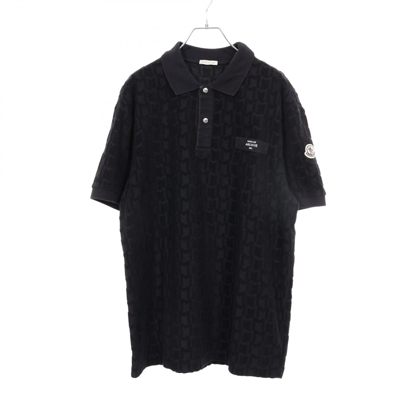 モンクレール MONCLER パイル モノグラム ポロシャツ 衣料品 トップス コットン メンズ ネイビー系 【中古】