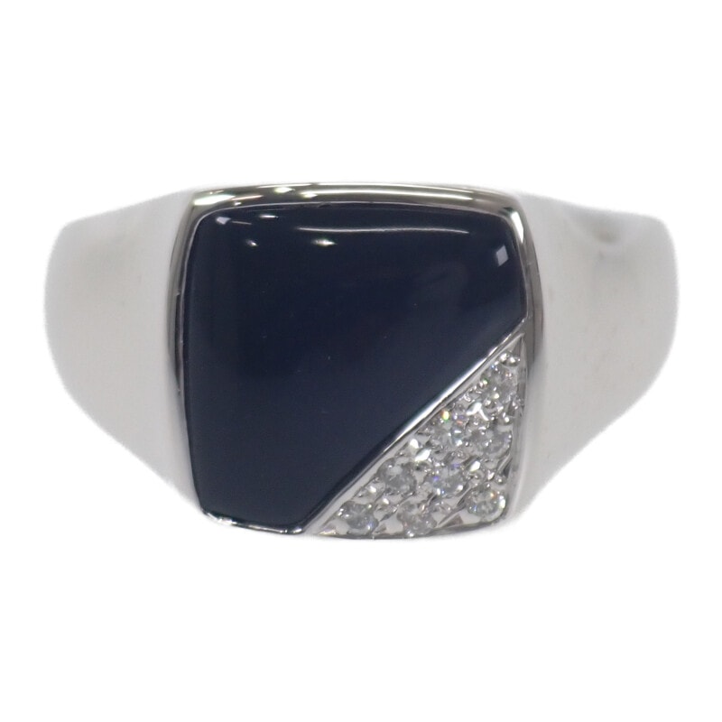 デザインジュエリー 18号 リング K18ホワイトゴールド ブラック オニキス ダイヤモンド メンズ ユニセックス【中古】【Aランク】