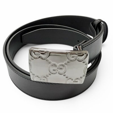 極美品 グッチ ベルト ブラック メンズ 90/36 838748