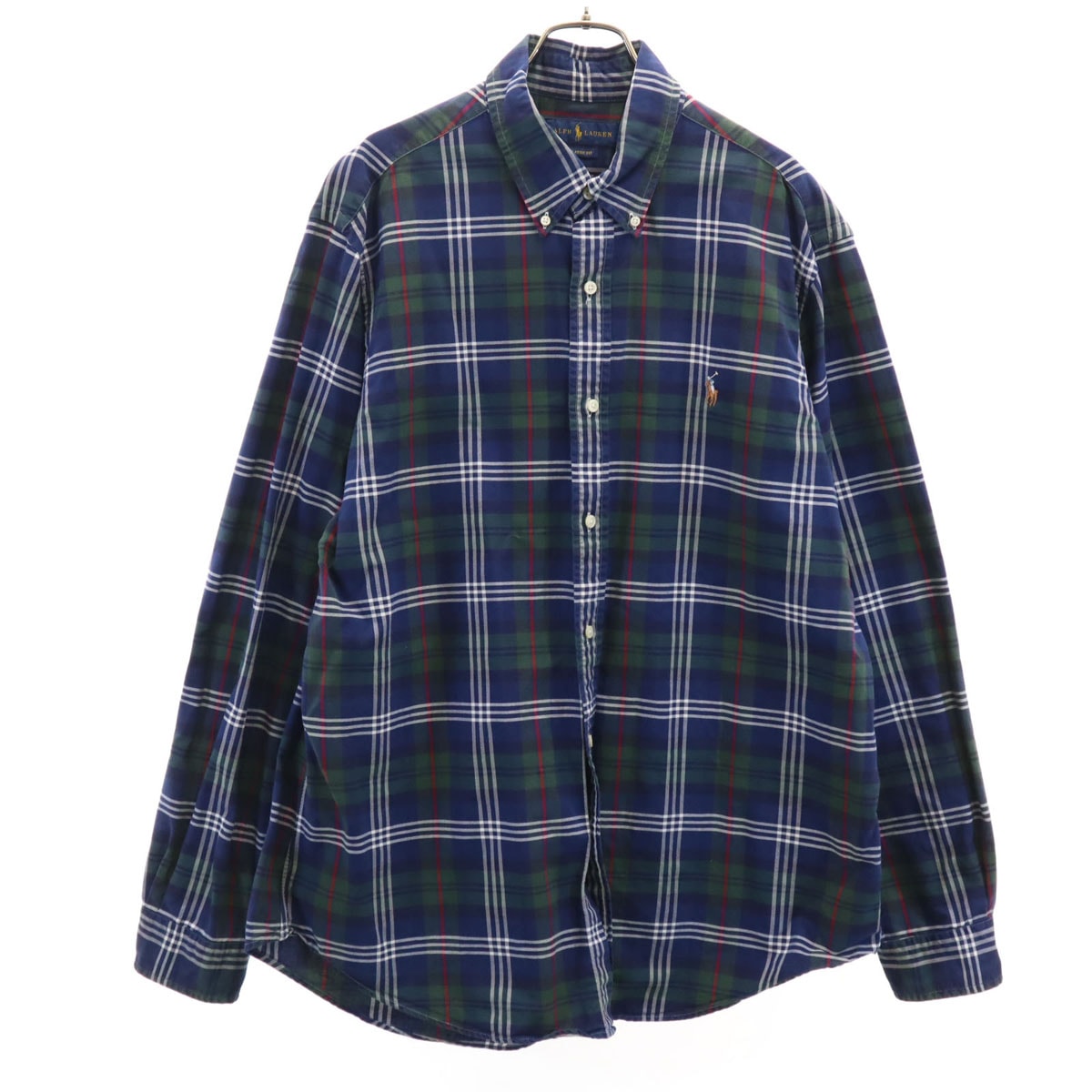 RALPH LAUREN ラルフローレン チェック柄 長袖 ボタンダウンシャツ XL ネイビー CLASSIC FIT