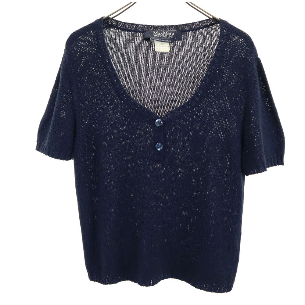 MAX MARA WEEK END LINE マックスマーラウィークエンドライン イタリア製 半袖 セーター L ネイビー ニット