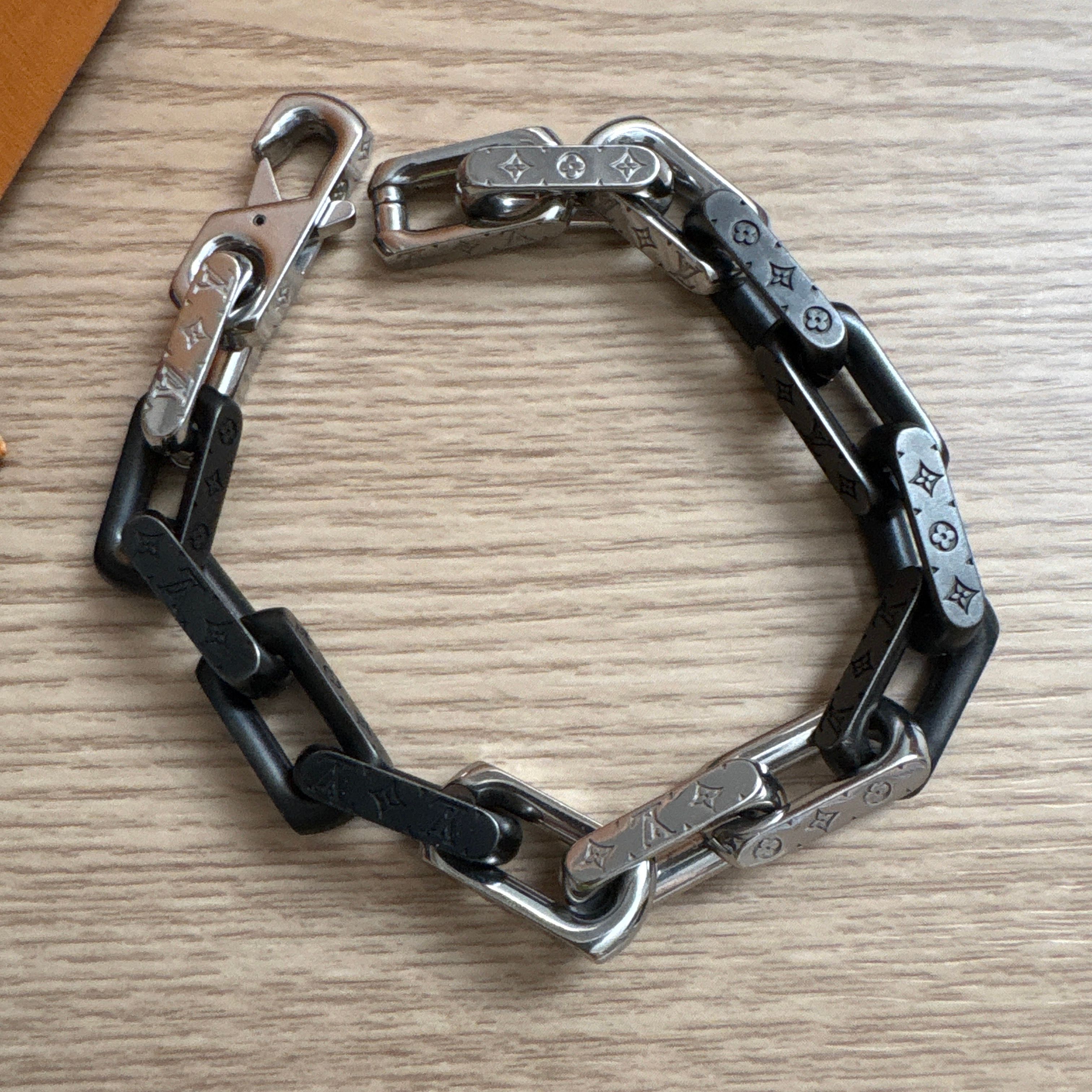 Louis Vuitton Monogram Chain Bracelet "Silver/Black"