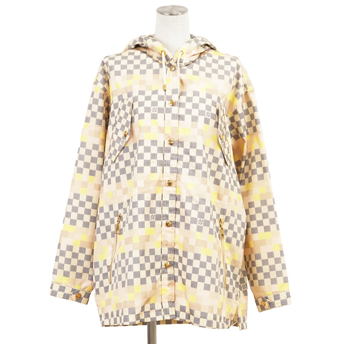 【新品同様】LOUIS VUITTON ルイ・ヴィトン ジャケット サイズ 36 レディース 2022AW ダミエ LV ロゴ 総柄 パーカー ナイロンツイル アウター ライトピンク 桃色 イタリア製