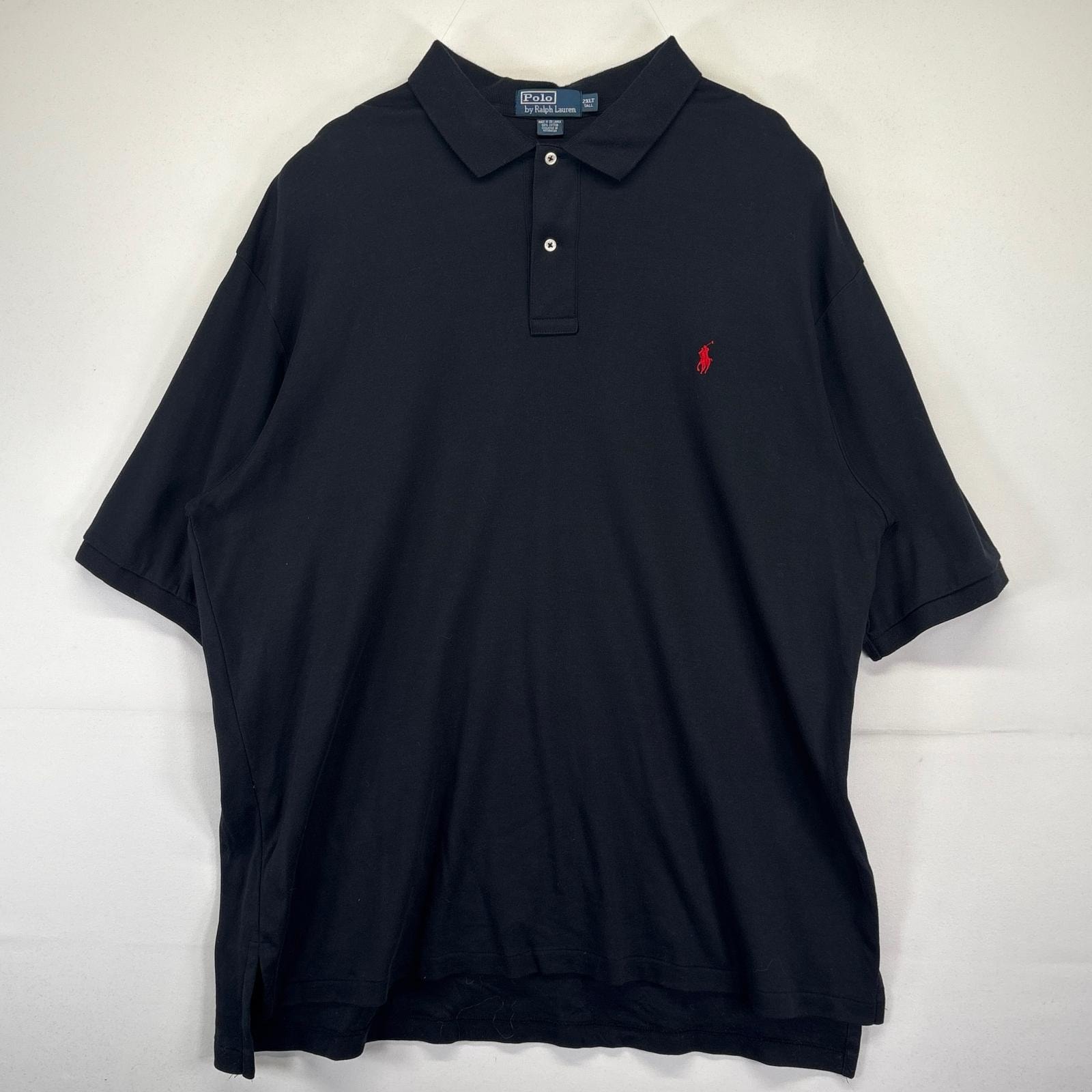 古着 90's/90年代 ポロバイラルフローレン Polo by Ralph Lauren ポロシャツ 大きいサイズ ワンポイントロゴ刺繍 ポニー 2XLT  ブラック メンズ