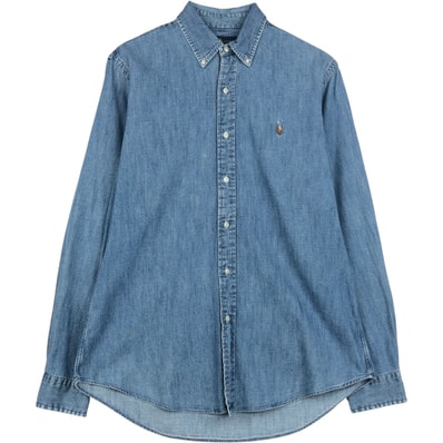 古着 ラルフローレン Ralph Lauren CUSTOM FIT 長袖 ボタンダウンデニムシャツ メンズM相当/eaa647640