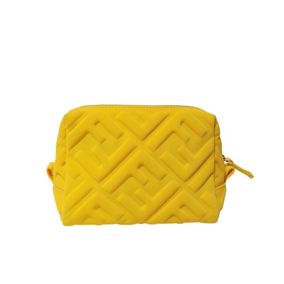 FENDI フェンディ FF ズッカ エンボス ファブリック 8N0172 イエロー レディース 化粧ポーチ