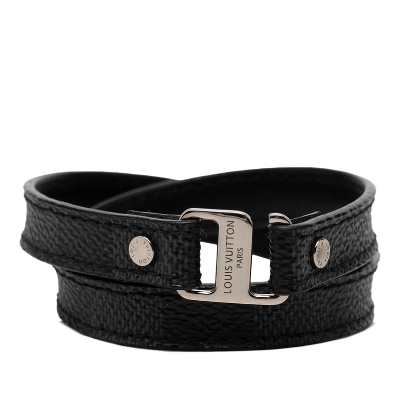 ルイ ヴィトン ダミエ グラフィット スナップイット ブレスレット M6768 ブラック PVC メタル レディース LOUIS VUITTON 【中古】