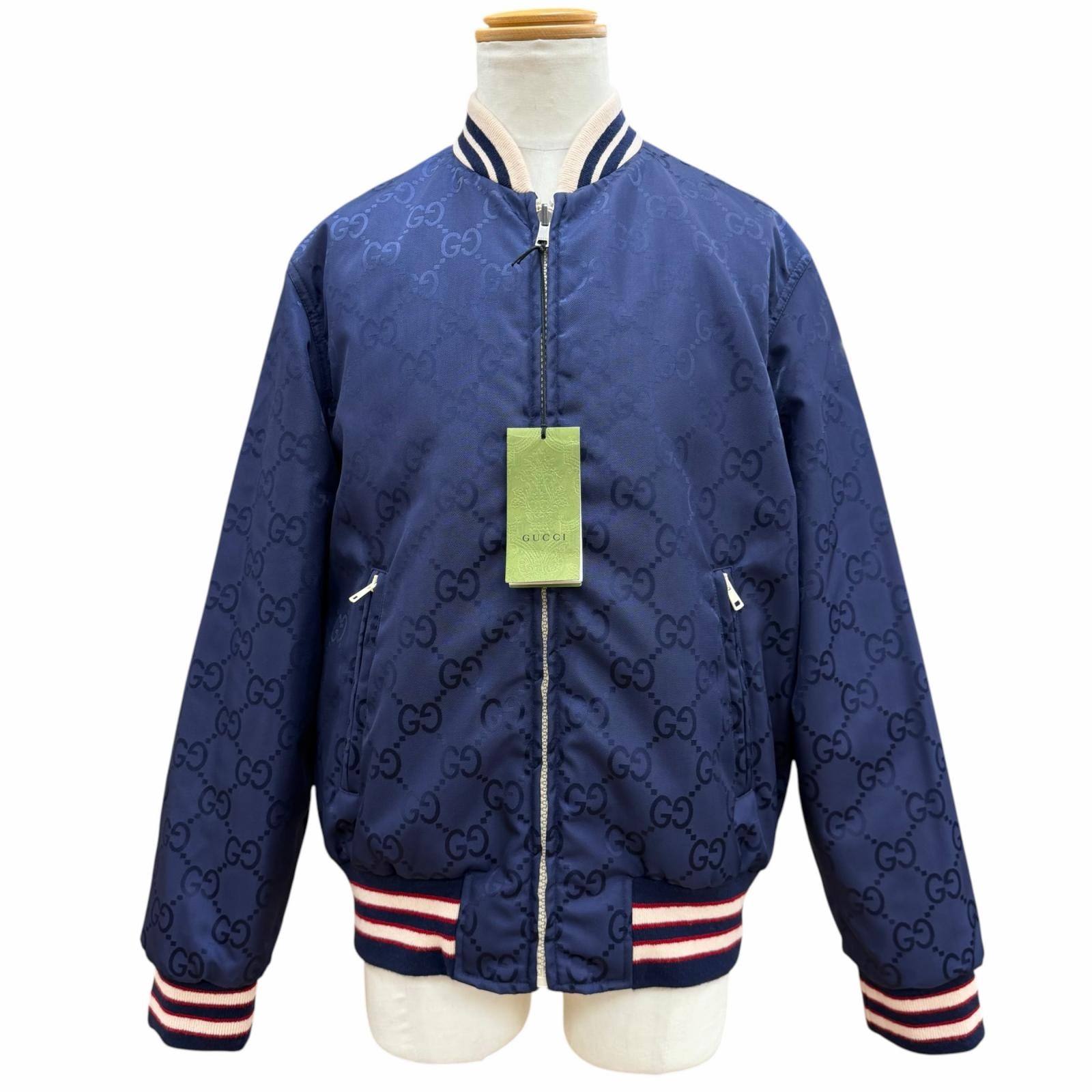 極美品 グッチ ジャケット ネイビー メンズ 48 770283 リバーシブル