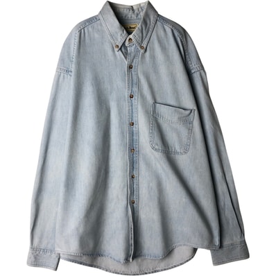 古着 90~00年代 エルエルビーン L.L.Bean 長袖 ボタンダウンデニムシャツ カナダ製 メンズL相当/eaa631228