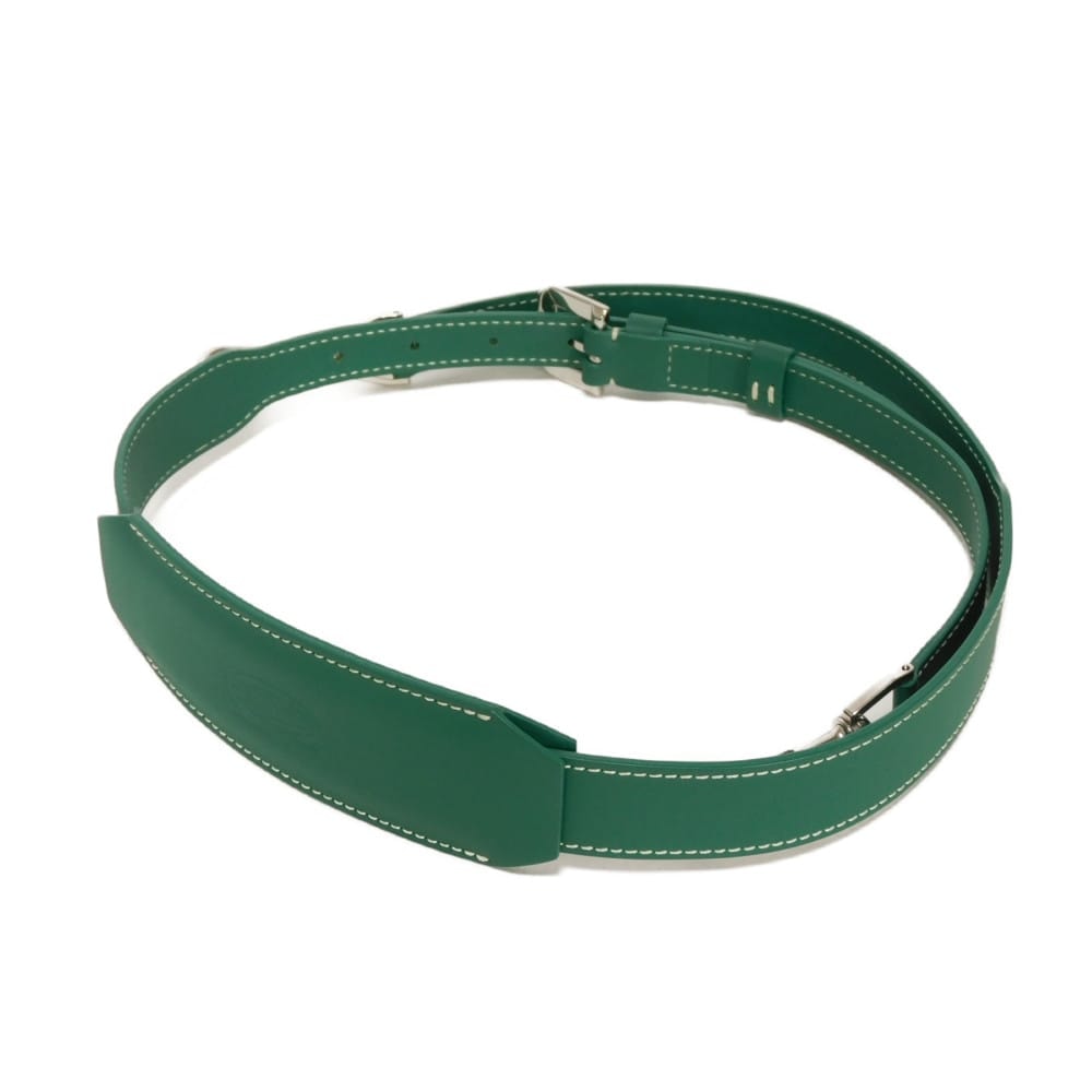 ゴヤール バンドリエール 120 MM 現行 カーフ シルバー 幅2cm 美品 ロゴ エンボス グリーン ショルダーストラップ