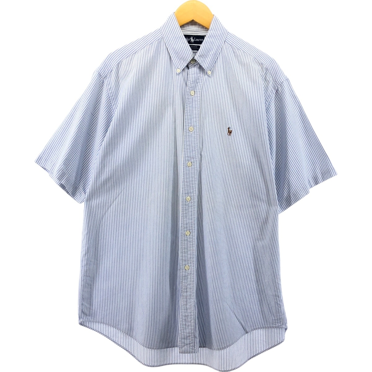 古着 ラルフローレン Ralph Lauren BLAIRE 半袖 ボタンダウン ストライプシャツ メンズM相当/eaa551921