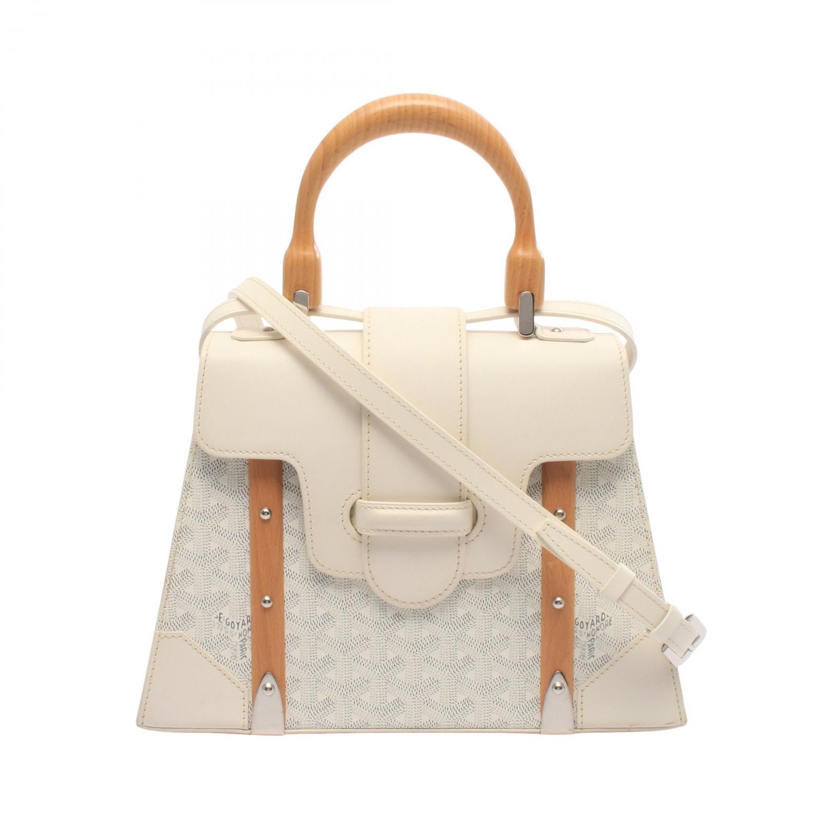 ゴヤール GOYARD サイゴンPM 2WAY ハンドバッグ バッグ PVCコーティングキャンバス レザー レディース ホワイト系 / グレー系 【中古】