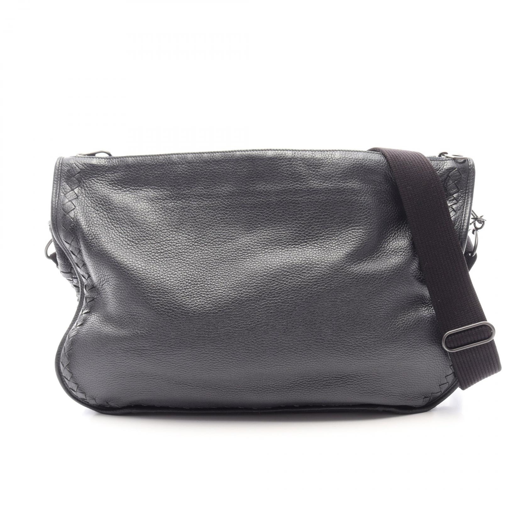 ボッテガヴェネタ BOTTEGA VENETA イントレチャート ショルダーバッグ バッグ レザー メンズ ブラック系 【中古】