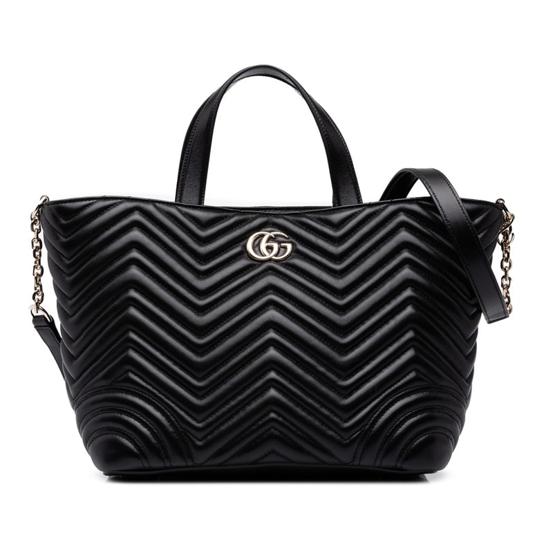 グッチ GGマーモント ハンドバッグ ショルダーバッグ 847387 ブラック レザー レディース GUCCI 中古