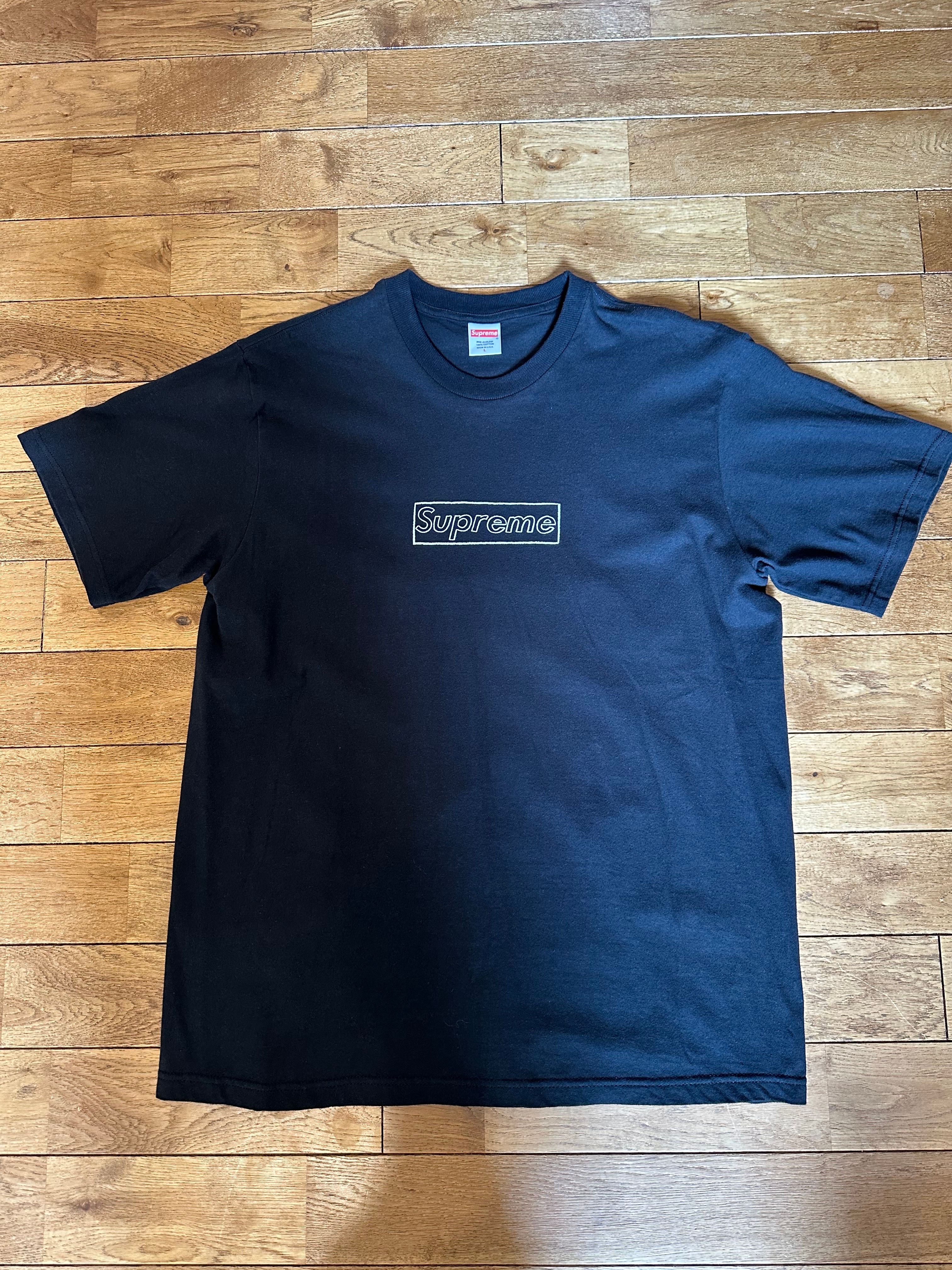 Supreme KAWS Chalk Logo Tee "Black"