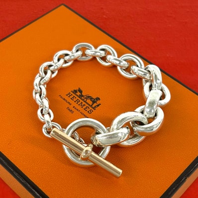HERMES エルメス クレッシェンド ブレスレット シルバー925 K18ピンクゴールド ブレスレット シルバー
480-5