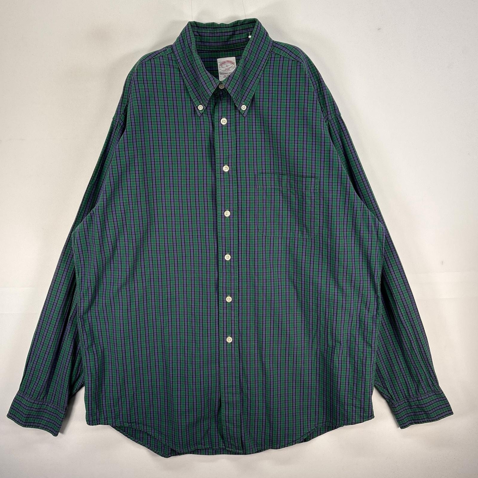古着 ブルックスブラザーズ Brooks Brothers 長袖シャツ チェック 346 胸ポケ L  グリーン系 マルチカラー メンズ