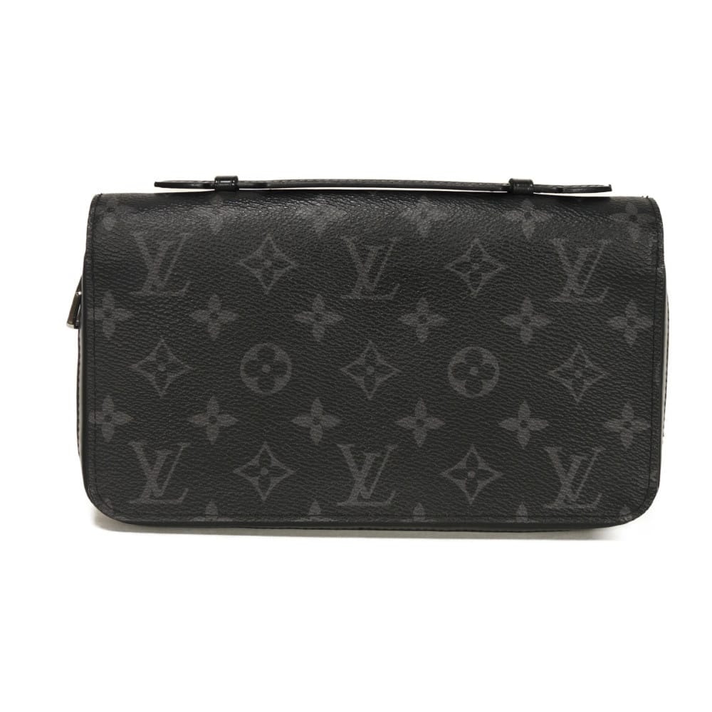 LOUIS VUITTON ルイ・ヴィトン ジッピー XL 旧型 LVロゴ フラワー ブラック ラウンドファスナー ハンドルストラップ クラッチバッグ 札入れ カードケース コインケース モノグラム エクリプス ノワール 長財布 M61698