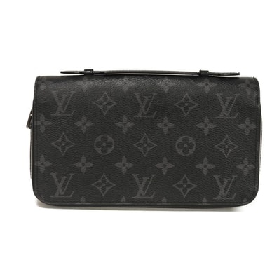 LOUIS VUITTON ルイ・ヴィトン ジッピー XL 旧型 LVロゴ フラワー ブラック ラウンドファスナー ハンドルストラップ クラッチバッグ 札入れ カードケース コインケース モノグラム エクリプス ノワール 長財布 M61698