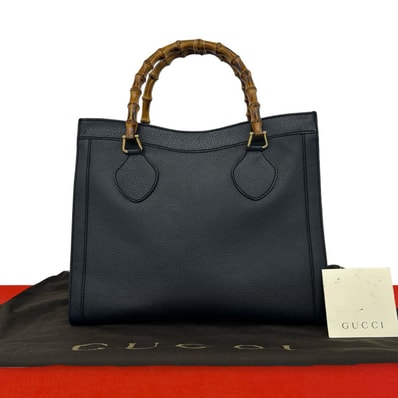 GUCCI グッチ バンブー レザー ハンドバッグ ネイビー
32193