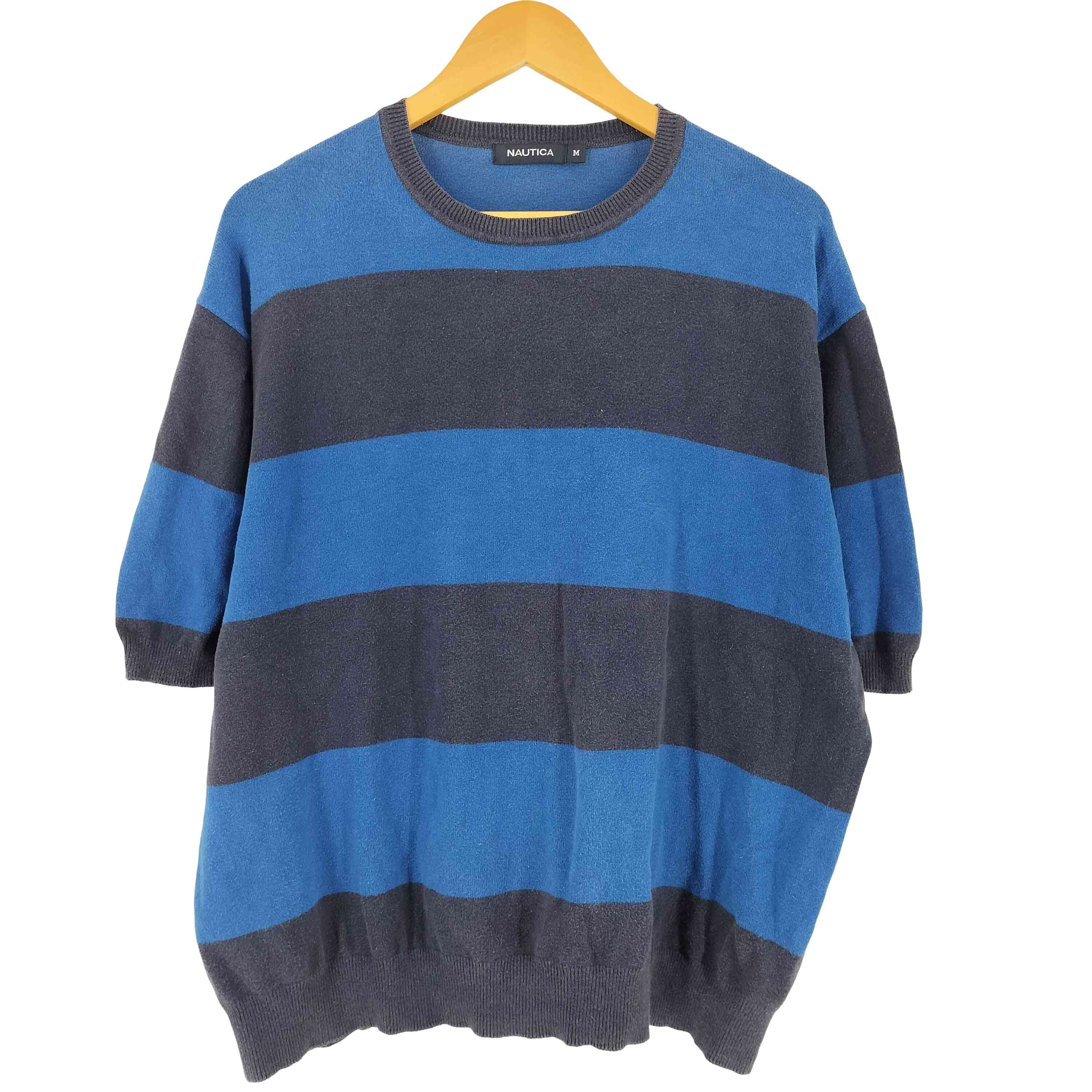 D (傷や汚れあり)】コットンポリ クルーネックS/S ボーダーニット