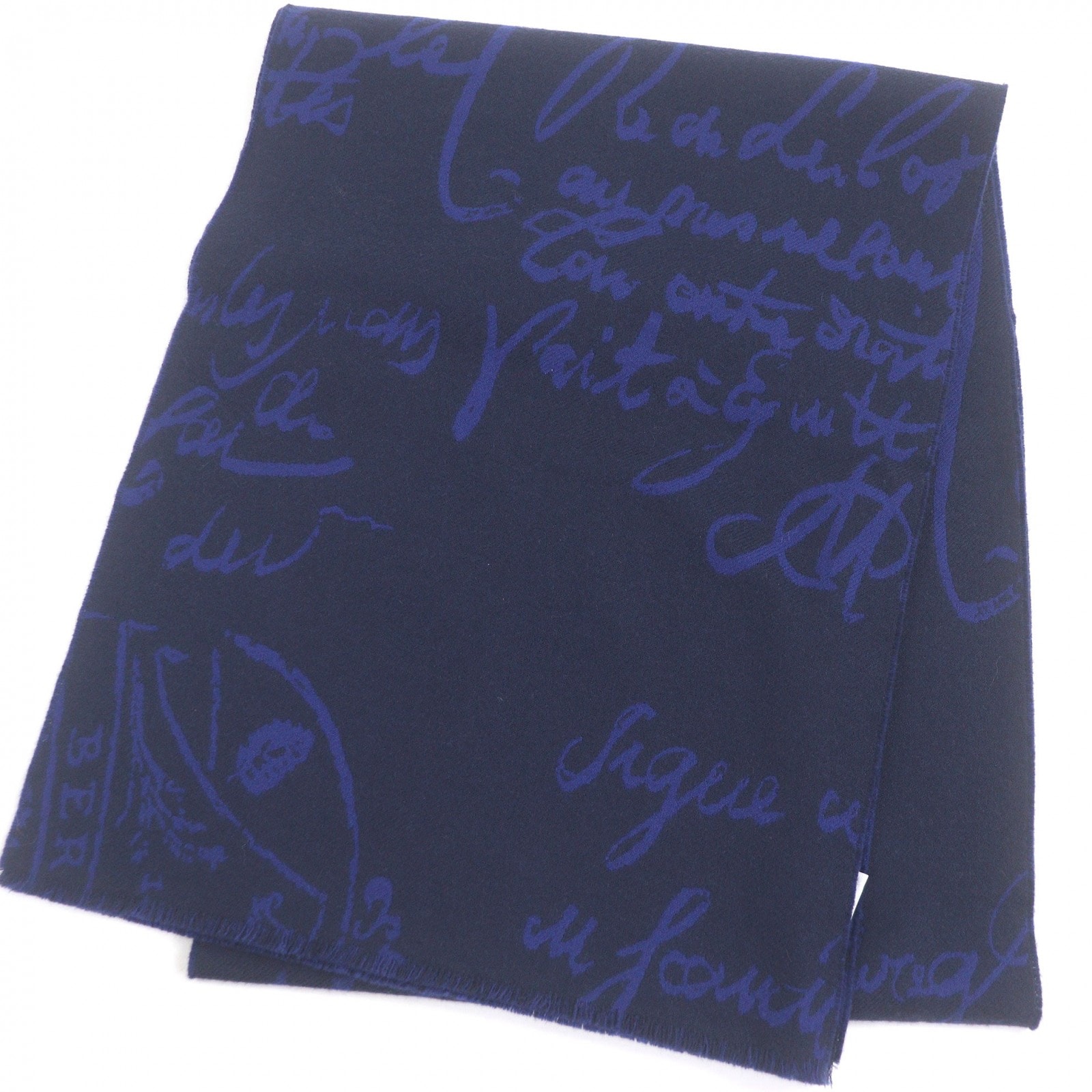 極美品 ベルルッティ マフラー ネイビー メンズ