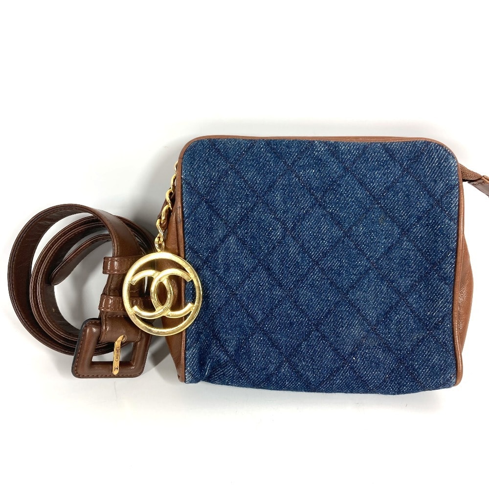 シャネル CHANEL CC ココマーク ロゴ チェーン ヴィンテージ カバン ポーチ ベルトバッグ ボディバッグ ウエストバッグ デニム ブルー