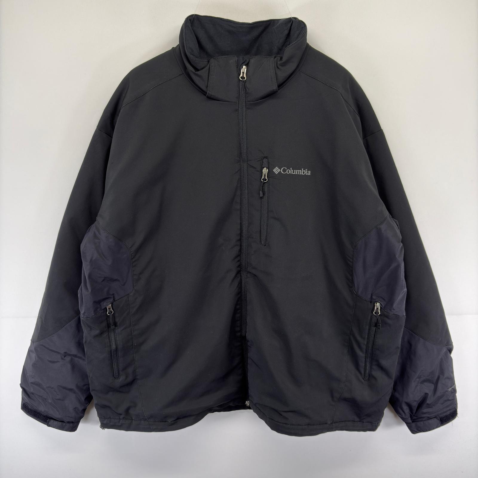 古着 コロンビア Columbia ジャケット フルジップ OMNI-SHIELD フリースライナー ワンポイントロゴ 胸ポケット 2XL ブラック系 メンズ